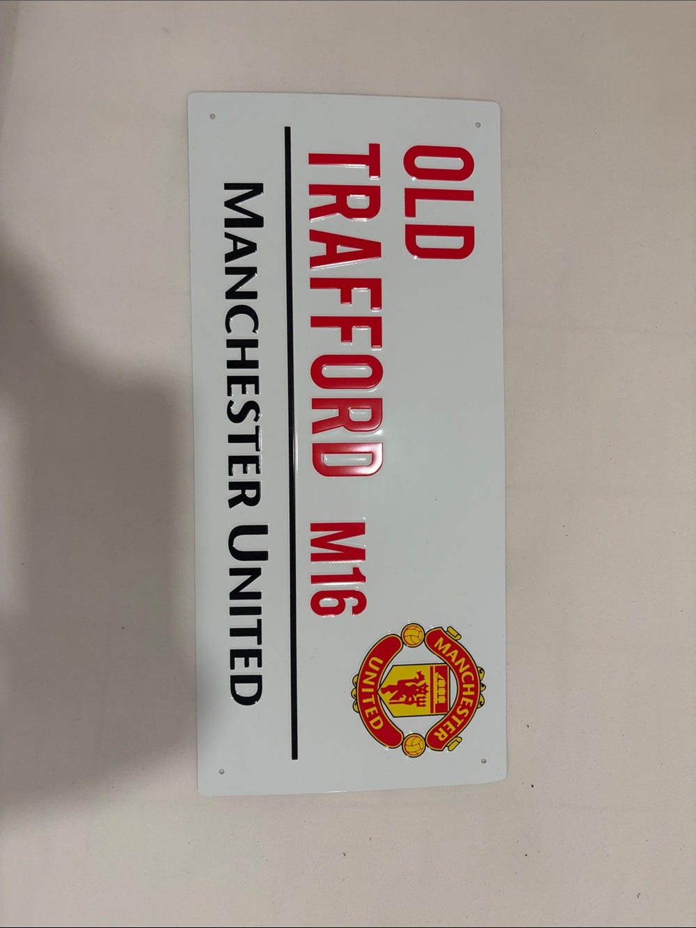 Old Trafford M16 Manchester United Sign - White & Red